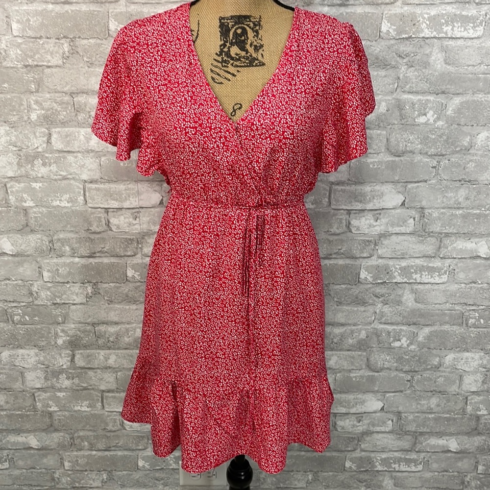C+D+M Red Floral Ruffle Dress